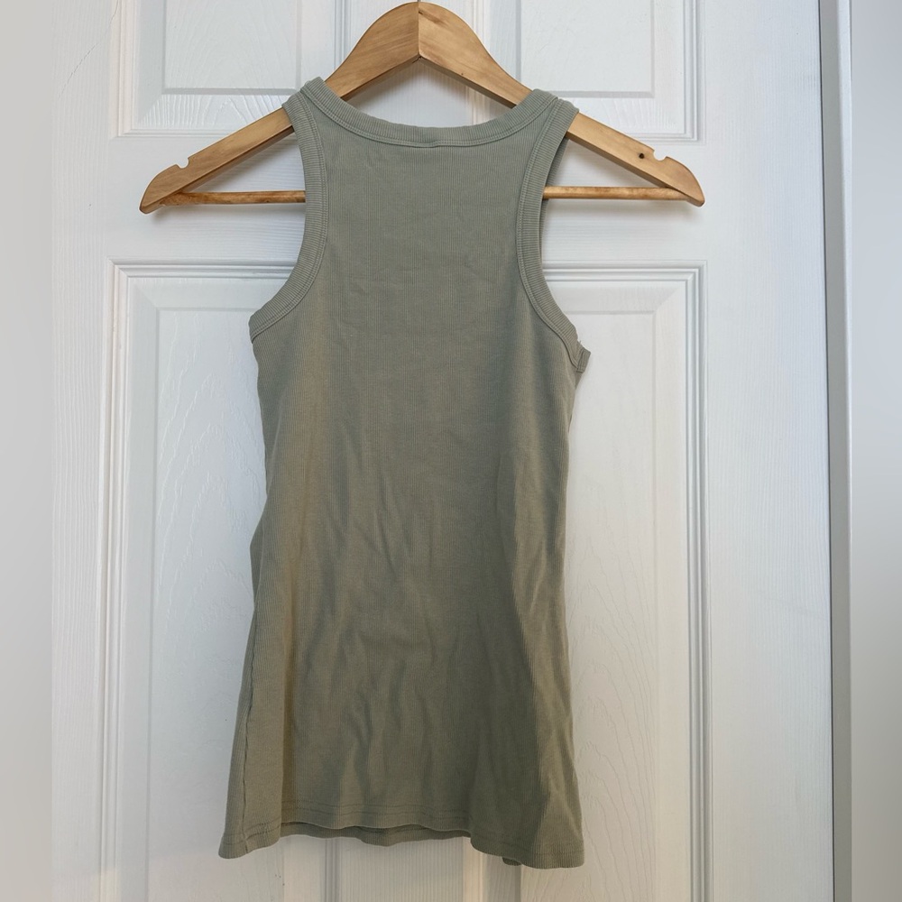 Sage Green Ribbed Racerback Tank Top - Small - Picture 3 of 4